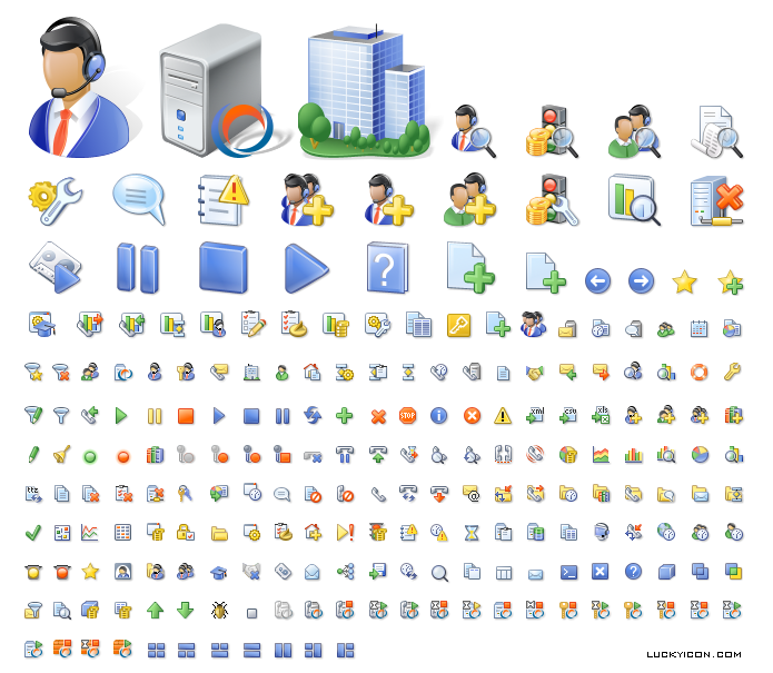 Set of icons for program product by altitude.com